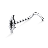 Leaf Large Silver Curved Nose Stud NSKB-749